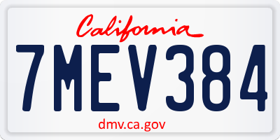 CA license plate 7MEV384