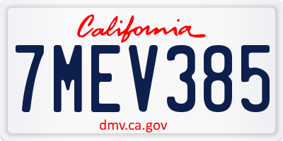 CA license plate 7MEV385