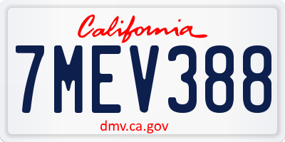 CA license plate 7MEV388