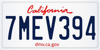 CA license plate 7MEV394