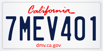 CA license plate 7MEV401