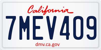 CA license plate 7MEV409