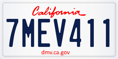 CA license plate 7MEV411