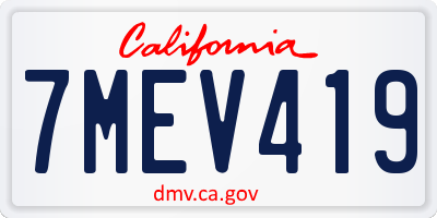 CA license plate 7MEV419