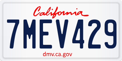 CA license plate 7MEV429