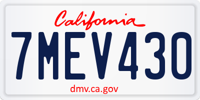 CA license plate 7MEV430