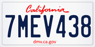 CA license plate 7MEV438