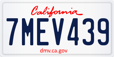 CA license plate 7MEV439
