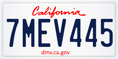 CA license plate 7MEV445