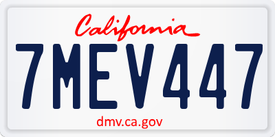 CA license plate 7MEV447