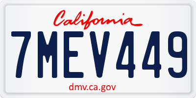CA license plate 7MEV449