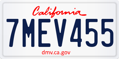 CA license plate 7MEV455