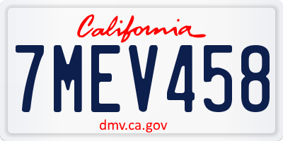 CA license plate 7MEV458