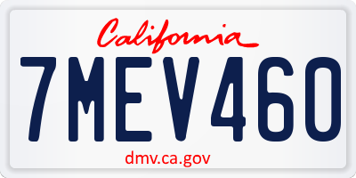 CA license plate 7MEV460
