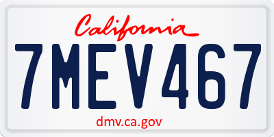 CA license plate 7MEV467