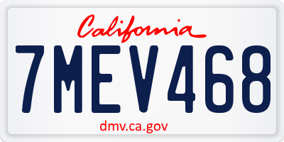 CA license plate 7MEV468