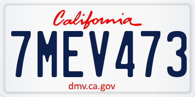 CA license plate 7MEV473