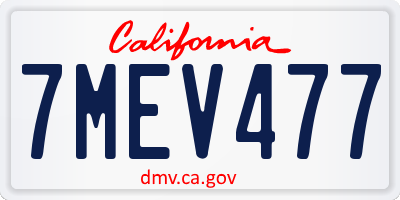 CA license plate 7MEV477