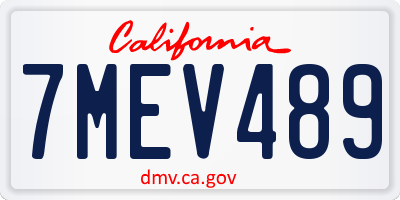CA license plate 7MEV489