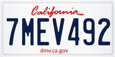 CA license plate 7MEV492