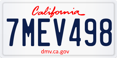 CA license plate 7MEV498