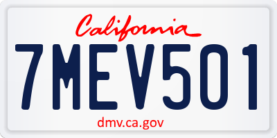 CA license plate 7MEV501