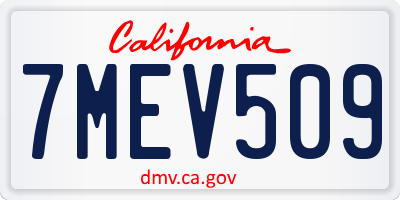 CA license plate 7MEV509