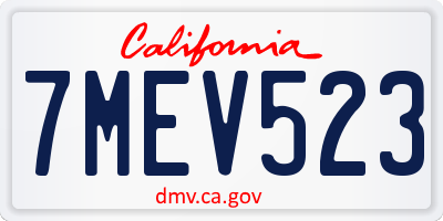 CA license plate 7MEV523