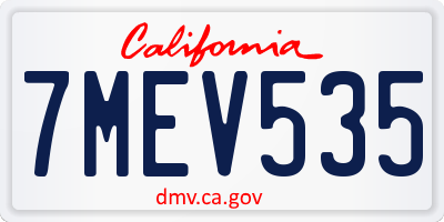 CA license plate 7MEV535