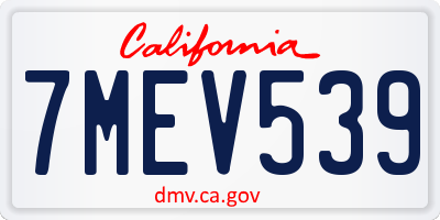 CA license plate 7MEV539