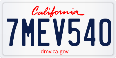 CA license plate 7MEV540