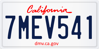CA license plate 7MEV541