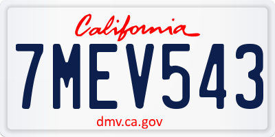 CA license plate 7MEV543