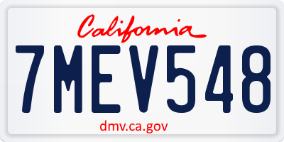CA license plate 7MEV548