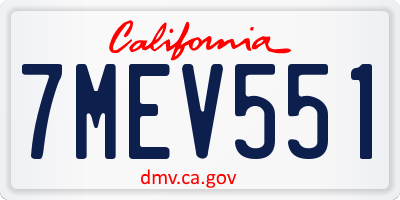 CA license plate 7MEV551