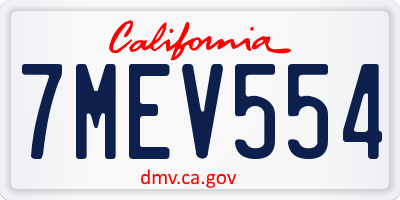 CA license plate 7MEV554