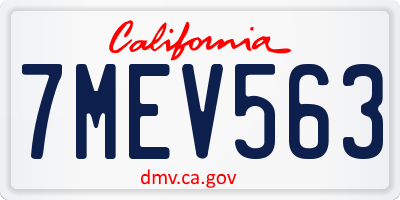 CA license plate 7MEV563