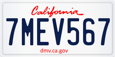 CA license plate 7MEV567