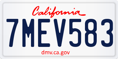 CA license plate 7MEV583