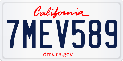 CA license plate 7MEV589