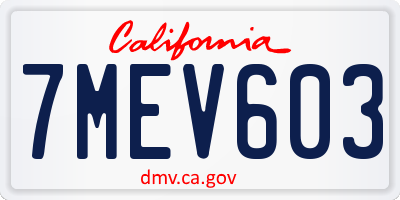 CA license plate 7MEV603