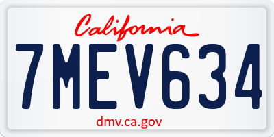 CA license plate 7MEV634