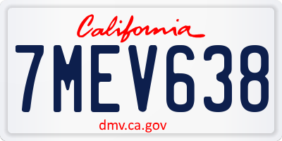 CA license plate 7MEV638