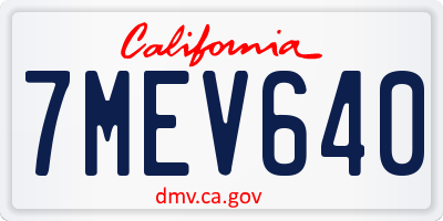 CA license plate 7MEV640