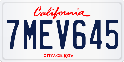 CA license plate 7MEV645