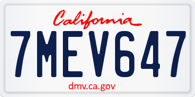 CA license plate 7MEV647