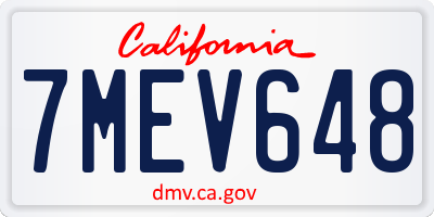 CA license plate 7MEV648