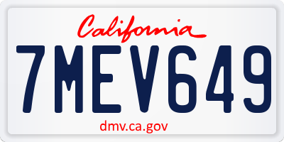 CA license plate 7MEV649