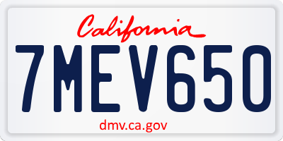 CA license plate 7MEV650