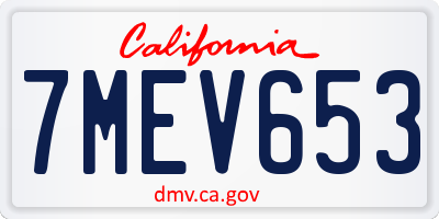 CA license plate 7MEV653